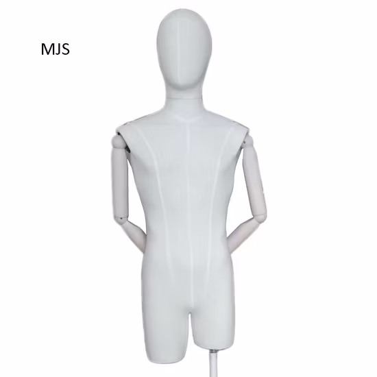 Manichino maschile in fibra di vetro a metà corpo con mani lavate bianche
